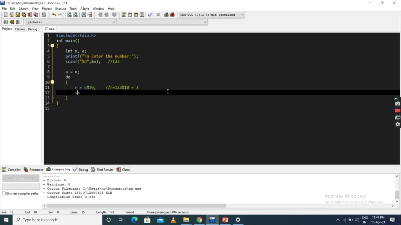C program to Reverse a number using do-while loop - YouTube