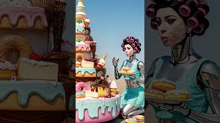 What happens when robots get a sweet tooth? #shorts #fantasyai #dessertlove #discover #youtubeshorts