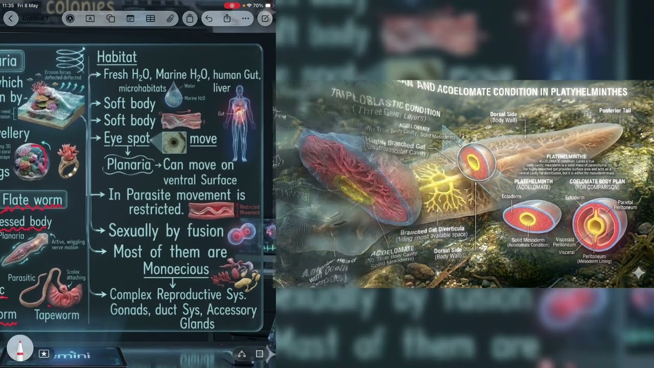 Phylum Platyhelminthes | Flatworms Explained in 3D Animated Biology Lecture