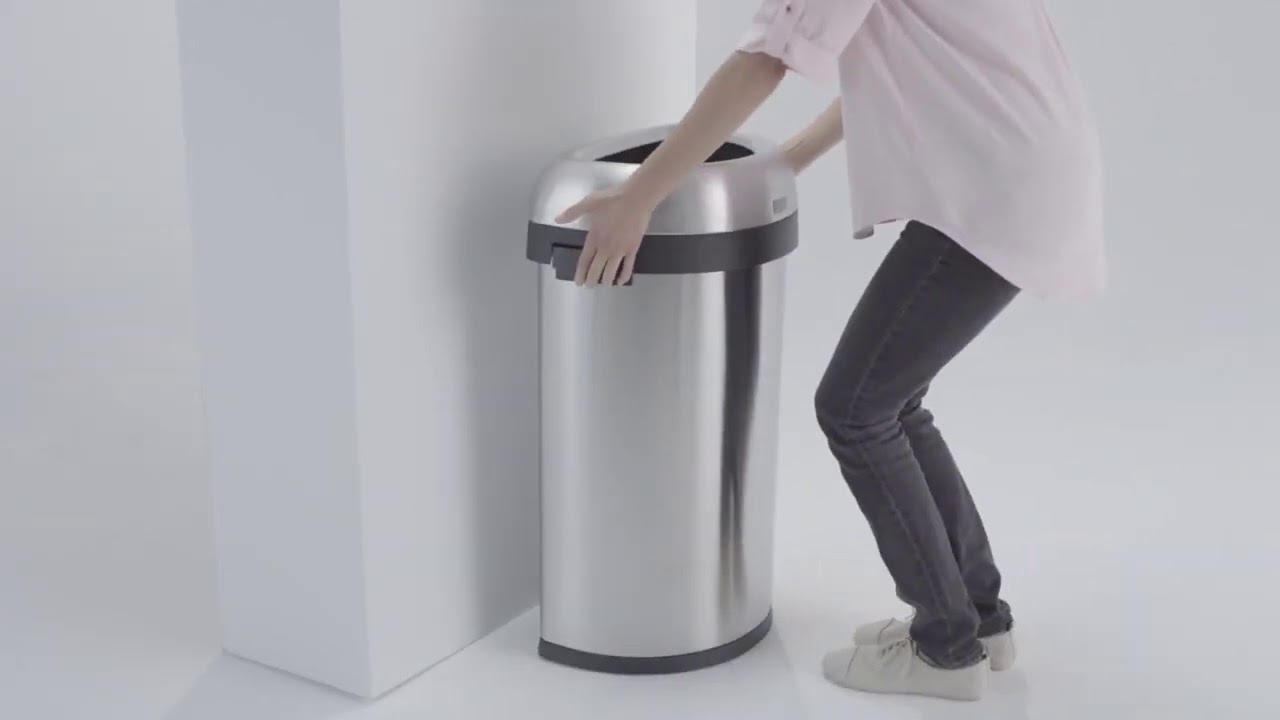 simplehuman 60L Semi-Round Stainless Steel Open Bin