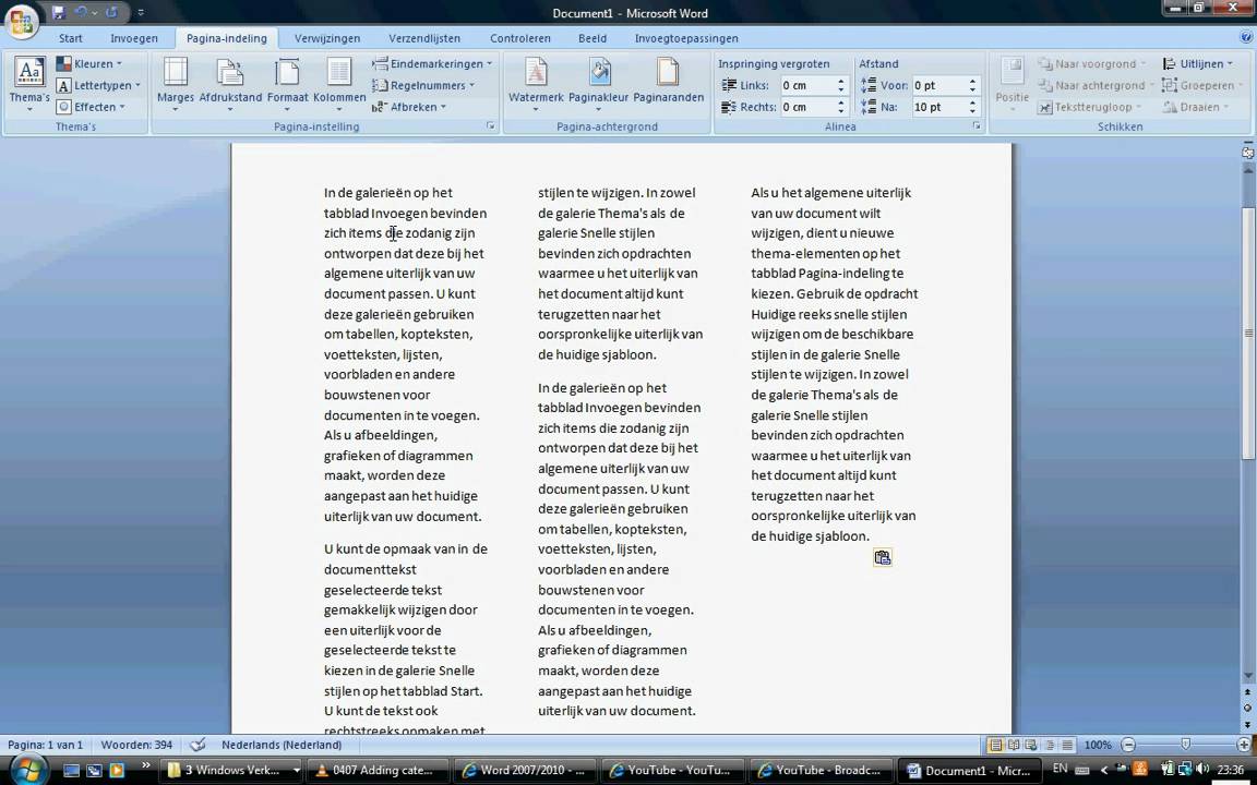 Ongebruikt kolommen in Word 2007 - YouTube IT-31