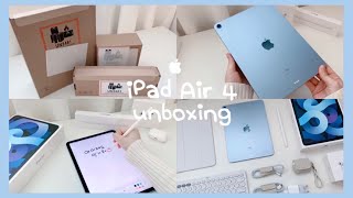  iPad Air 4 unboxing + 에어팟 프로, 애플펜슬, 아이패드 액세서리 언박싱 l 스카이블루 WiFi 256G l 불량테스트