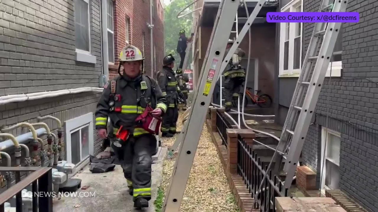 WATCH: DC crews battle house fire in Northwest - YouTube