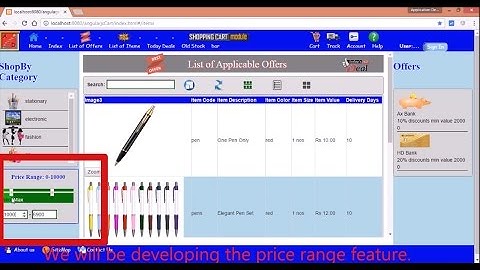AngularJS Tutorials|Shopping Cart Example|Create Input Price  MIN-MAX Range Slider in a simple way.