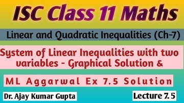 ISC Class 11 Maths | System of linear of inequalities with two variable Graphical Sol | ML Ex 7.5 |