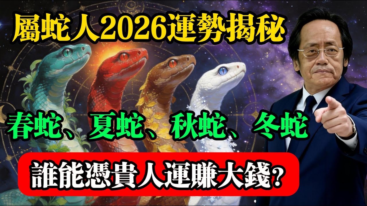 屬蛇人2026運勢揭秘：春蛇、夏蛇、秋蛇、冬蛇，誰能憑貴人運賺大錢？#倪海廈 #屬蛇運勢 #2026運勢 #丙午年 #四季蛇 #生肖運勢 #貴人運 #財運 #命理分析