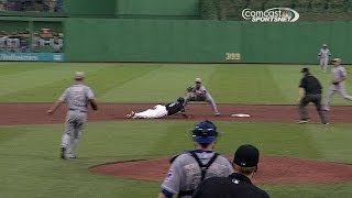 CHC@PIT: Wood throws out Marte leaning off second