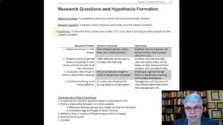 Research Problems, Questions, and Hypotheses