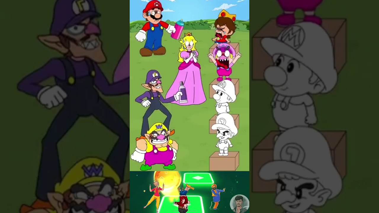 Color Kiss Challenge! Mario vs Waluigi vsPeach New Color Challenge | Mario vs Tiles Hop 🎯