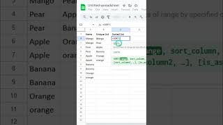 How to Create a Unique&amp;Sorted Function in google sheet