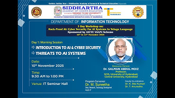 Hack-Proof AI: Introduction to AI, Cyber Security & Threats to AI Systems | Dr. Salman Abdul Moiz