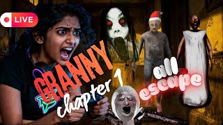 Granny House Live Gameplay 😱 | Door, Car &amp; Gutter Escape Challenge 🚪🚗🕳️ | Scary Horror Escape Game 👻