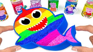 Satisfying Video l Making Glitter Baby Shark Bathtub by Mixing Rainbow Smoothie Slime Cutting ASMR
