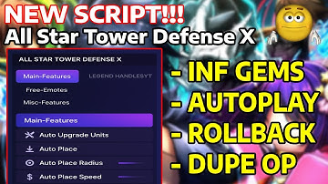 All Star Tower Defense X Script GUI / Hack (DUPE, AUTOFARM, INF GEMS, AND MORE) *PASTEBIN*