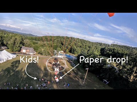 Dropping Paper and Smoke bombs from my Paramotor for Campers!