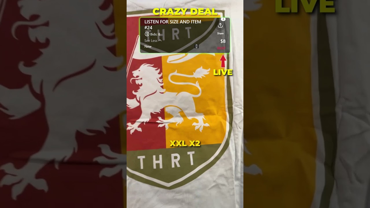 Live Auction "THRT - Lion Shield Tee" #whatnot #reselling #liveauction