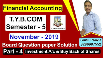 Investment & Buy Back Q3 I TY B.com (FA) Board Paper Solution part-4 (2019) I Mumbai University