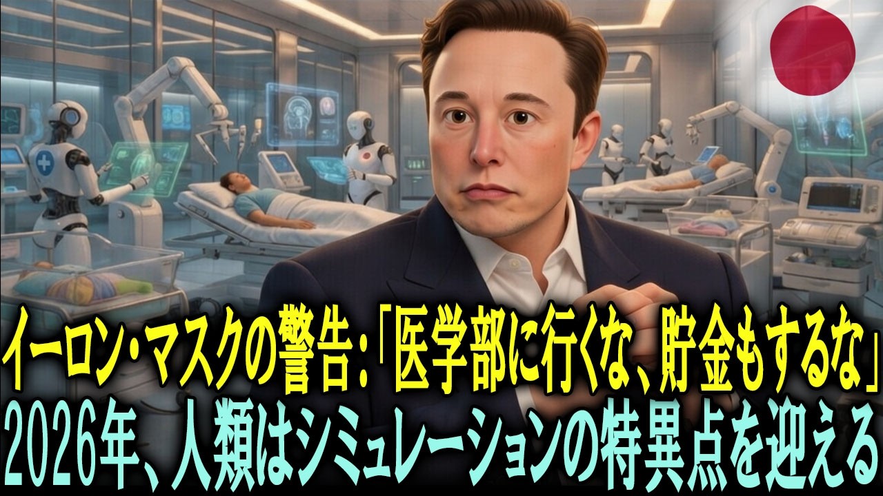 【衝撃】イーロン・マスク「2026年の予言」：AIが最初に奪う職業と「普遍的高所得」の真実。貯金はもう無意味？
