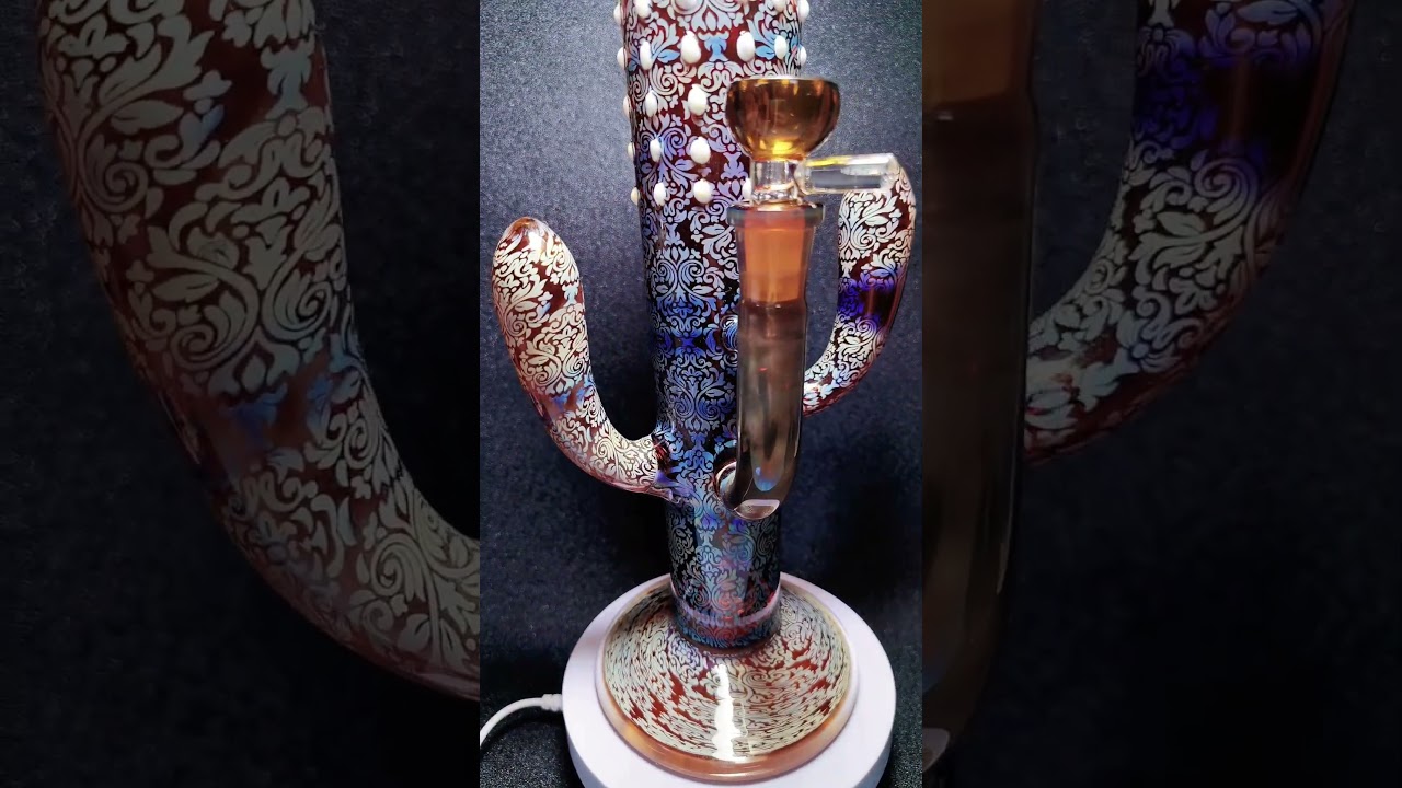 11″ Cactus Glass Bong  Brown Desert Style