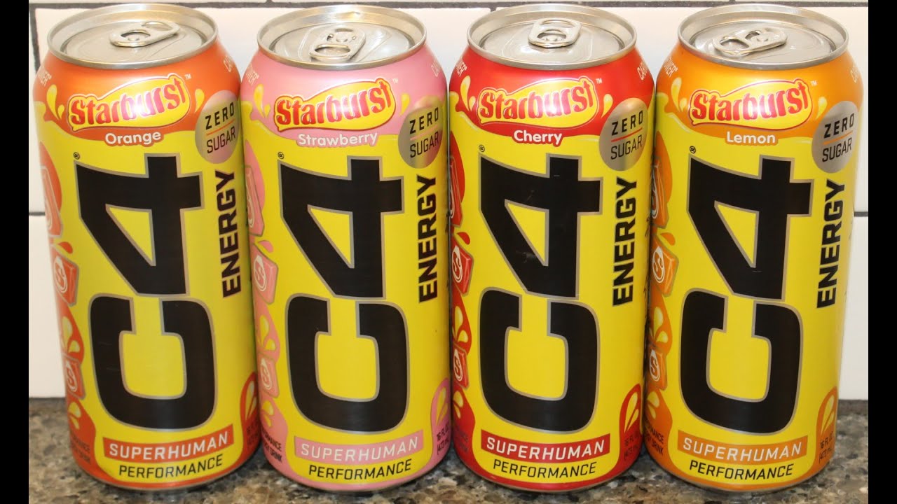 C4 Energy Starburst Orange, Strawberry, Cherry & Lemon Review YouTube