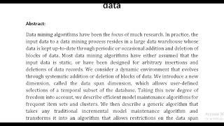 DEMON mining and monitoring evolving data