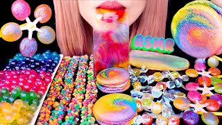 ASMR RAINBOW DESSERTS | POPPING BOBA, JELLY, CANDY MUKBANG | NO TALKING EATING SOUNDS 먹방