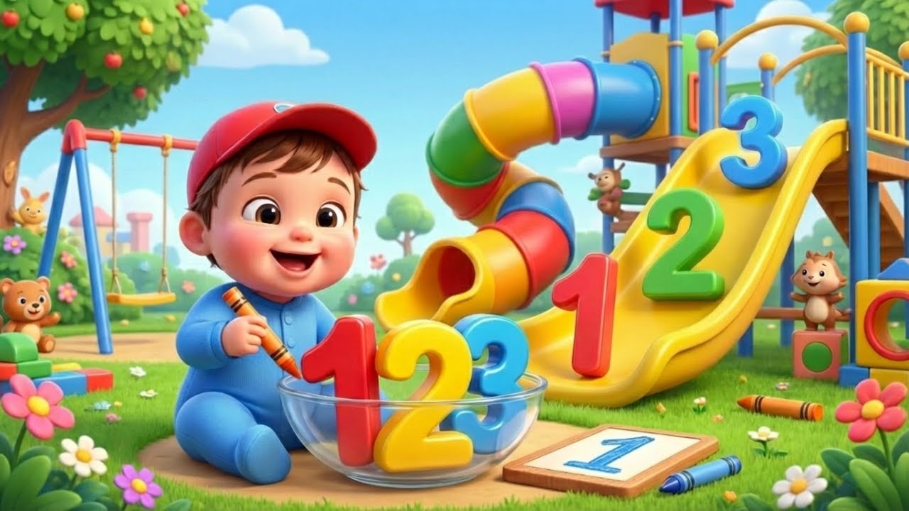 Learn 123 Numbers | 1 to 10 Fun Slides | Baby Picking Numbers from Glass Bowl