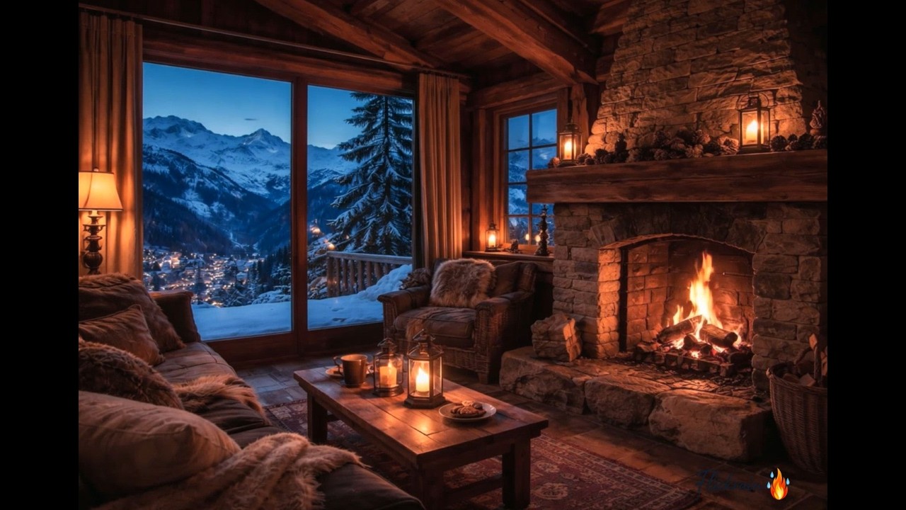 💤 Fall Asleep in Minutes: Heavy Rain & Soft Crackling Fire | 10 Hours Sleep White Noise