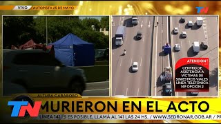 Una pareja que discutía en la Autopista 25 de Mayo se bajó del auto, fue atropellada y murió