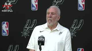 Spurs head coach Gregg Popovich speaks to the media after the Spurs drafted Victor Wembanyama