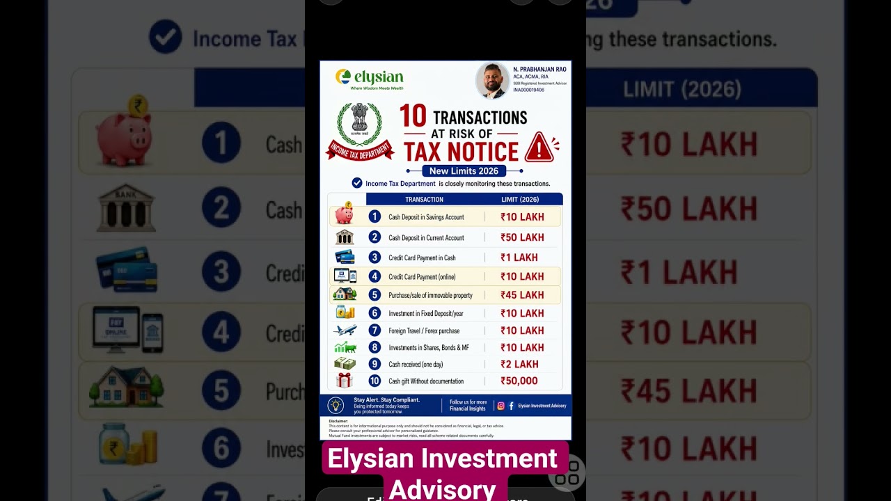 🔥10 Transactions That Can Trigger  Tax Notice!#tax #stockmarket #viral #currentaffairs #news #shorts