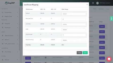 SKU merge with warehouses in ZapInventory