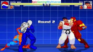 Pepsiman And Spider-Man VS Ryu And Iron Man In A MUGEN Match / Battle / Fight