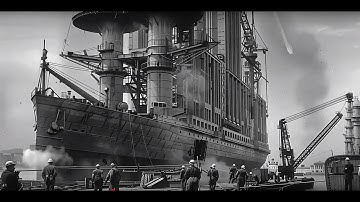 Synthsaga SciFi:   1940s retro Harbor DieselPunk Giant Vessels , - ,parallel dimension