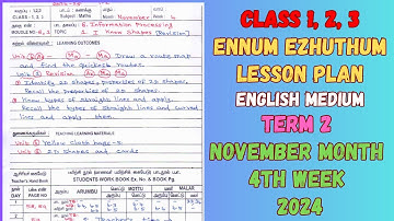 November 4th Week Ennum Ezhuthum Notes of Lesson  Class 1, 2, 3   English Medium