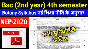 Bsc 4th Semester Botany Syllabus 2nd year 4th semester botany syllabus nep-2020 #syllabus
