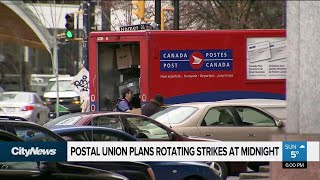 Postal union announces rotating strikes in 4 Canadian cities