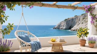 Mediterranean Cliff Terrace Ambience 10s | Soft Sea Breeze ASMR, No Music, Relax Study Sleep