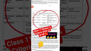 class 11 stream selection percentage criteria 2026-27 /class 11 admission form 2026-27 kaise bhare