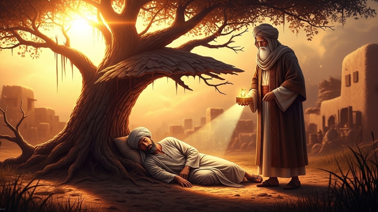 قصة رجل فقير نام جائعًا تحت شجرة مهجورة… ومع الفجر ظهر له شيء غيّر حياته