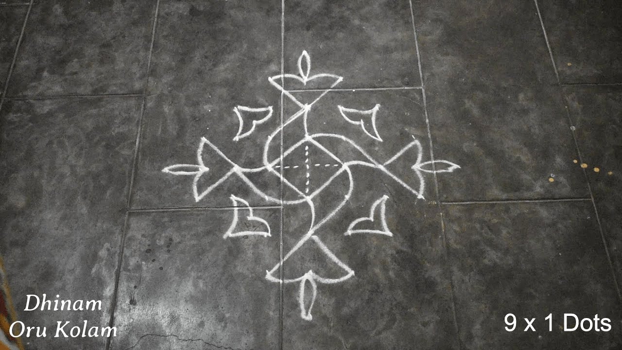 9 x 1 Karthigai Deepam Kolam | Special Villaku Kolam | Diya Mugullu Rangoli | Simple Deepam Kolam