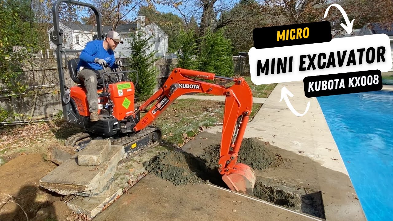 Micro Mini Excavator Kubota Kx 008 Digging Trench for Pool Plumbing