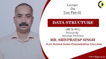TREE PART-02 | DATA STRUCTURE | LECTURE 02 BY MR. SHIVPRATAP SINGH | AKGEC