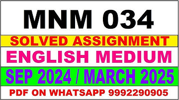 MNM 034 solved assignment 2024-25 | MNM 34 solved assignment in english 2023-24 | MNM 34 2024