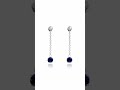 Natural Blue Sapphires 2.02 carats set in 14K White Gold Earrings with 0.48 carats Diamonds