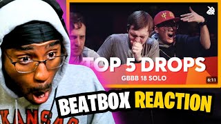 TOP 5 DROPS 😱 Grand Beatbox Battle Solo 2018 (REACTION)