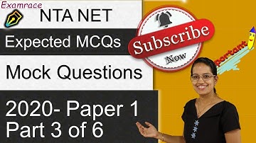 Most Expected MCQs NTA NET Paper 1 June 2020 | Mock Test / Mock Question - Part 3 of 6 (JRF)
