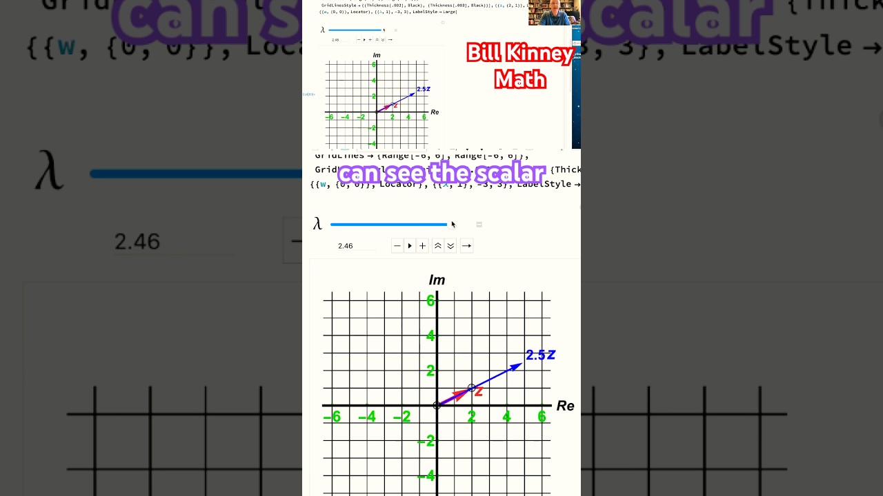 MATHEMATICA Demo: Real Scalar Multiplication of COMPLEX Numbers as VECTORS