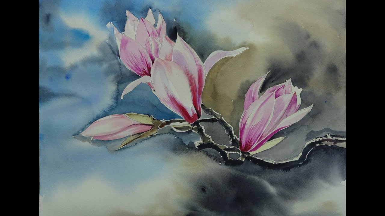 #aquarelle #tutoriel #FLEUR #Magnolia #AQUARELLE  #TUTO #tutoriels #Watercolor #ETUDES TECHINQUE