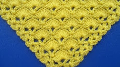 Chal Triangular o en punta Tejido a Crochet en Punto Abanicos paso a paso